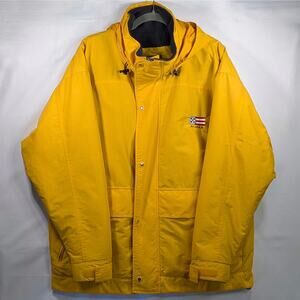 VTG Gear For Sports  Alaska Jacket Yellow Utility Pockets Lined  Oversized Sz M